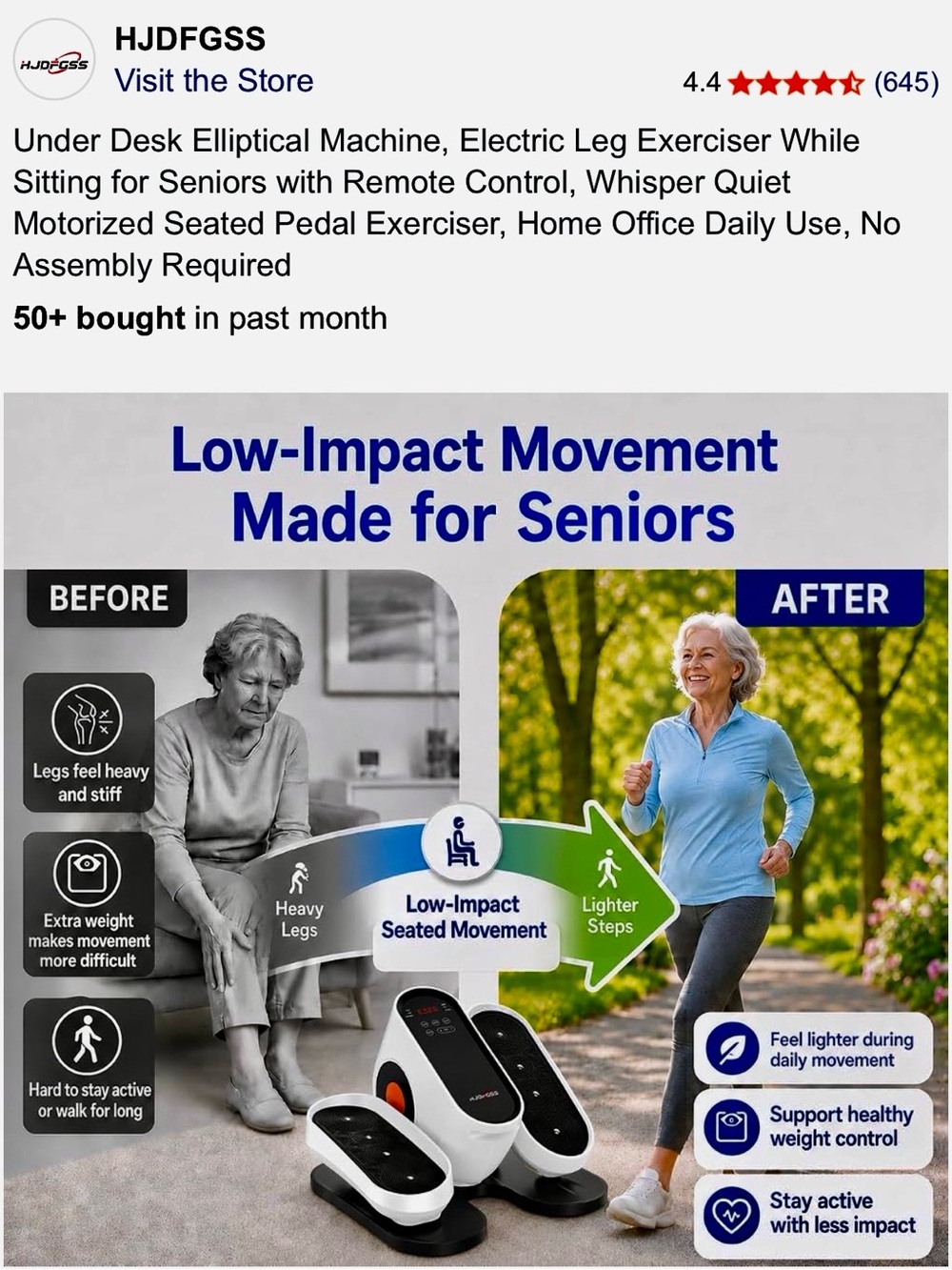 “New in Box” HJDFGSS Under-Desk Electric Pedal Exerciser - White & Black - Picture 2 of 3